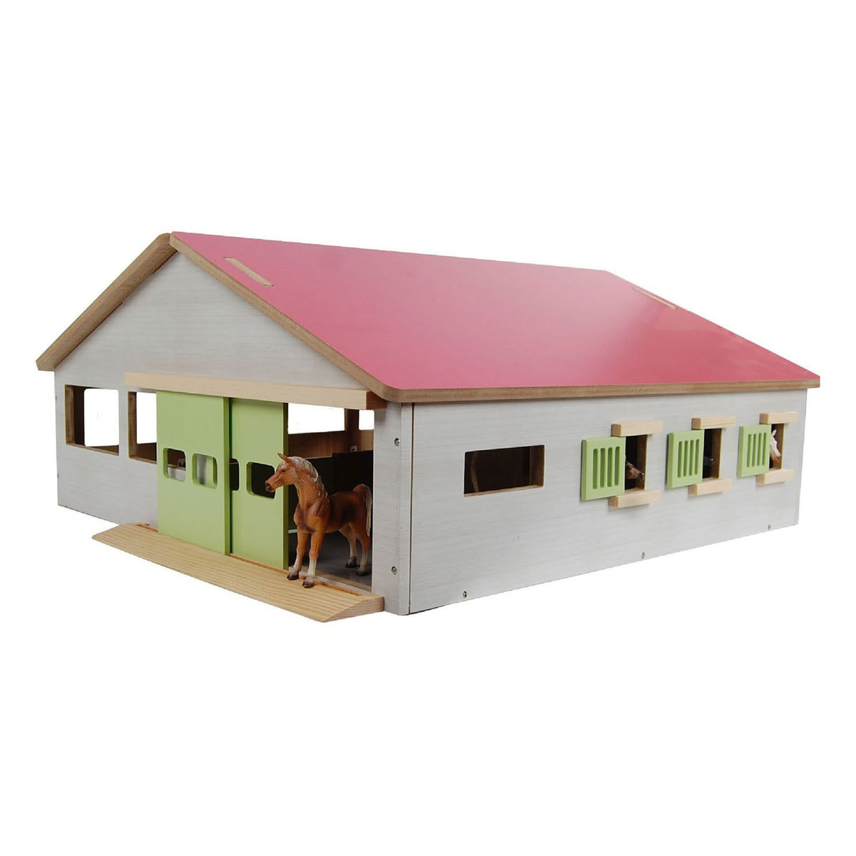 Kinderglobus Pferdestall mit 3 Boxen und Innenarena 62,5x54x25cm 1:32 rosa
