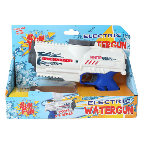 Sun Fun elektrische Wasserpistole mit Flasche, 18 cm, weiß, blau, Spielzeug.