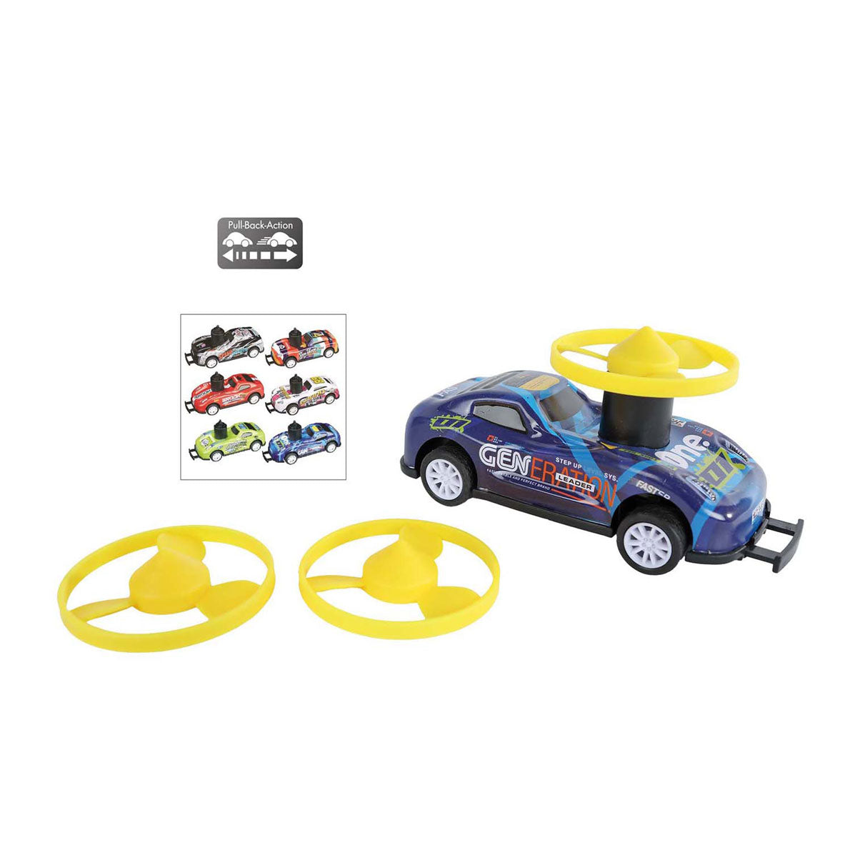 Roadstarblasters Punch-and-Spin-Stuntauto aus Druckguss mit Rückzugsfunktion.