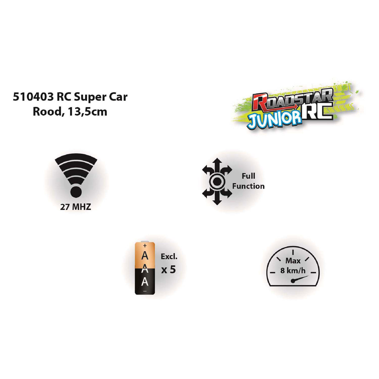 Rc-gesteuertes Auto Roadstar rot 27 MHz, 13,5 cm