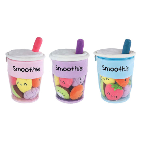 Van Manen Plüsch-Smoothy-Kuschelbecher mit Früchten 26 cm – flauschige Menüspielzeuge.