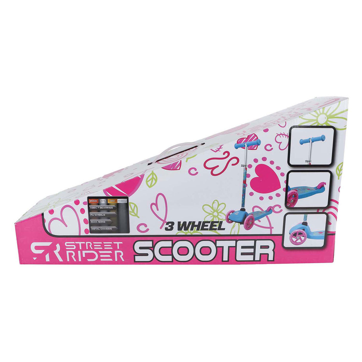 Street Rider 3-Rad-Roller mit verstellbarem Lenker ABEC 7 Pink