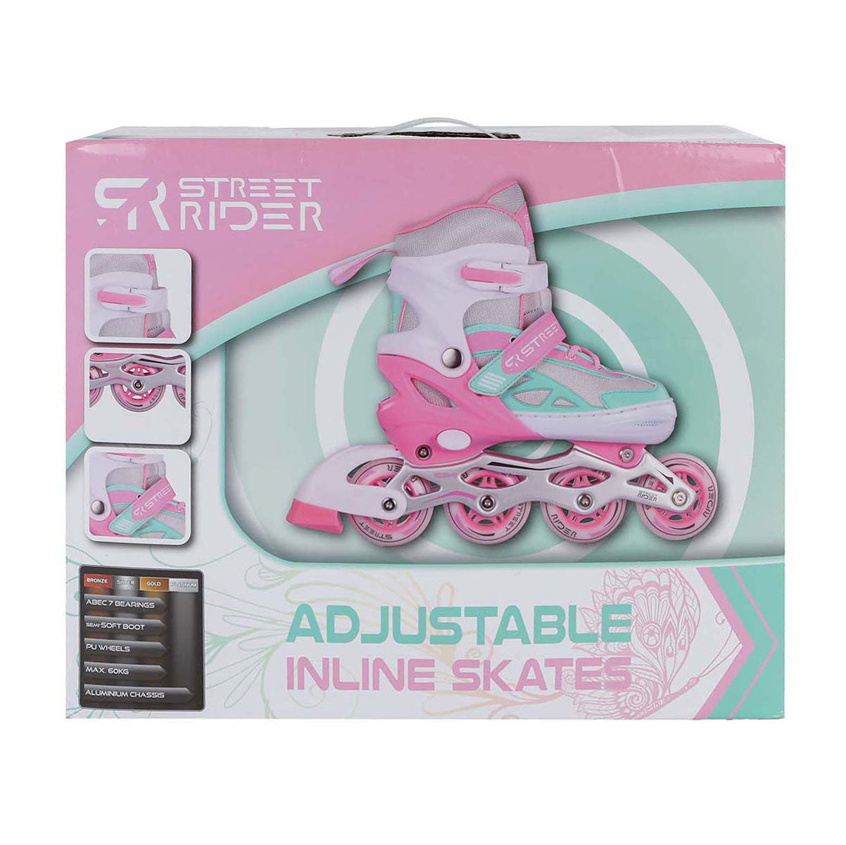 Inline-Skates rosa grün Größe 29-32