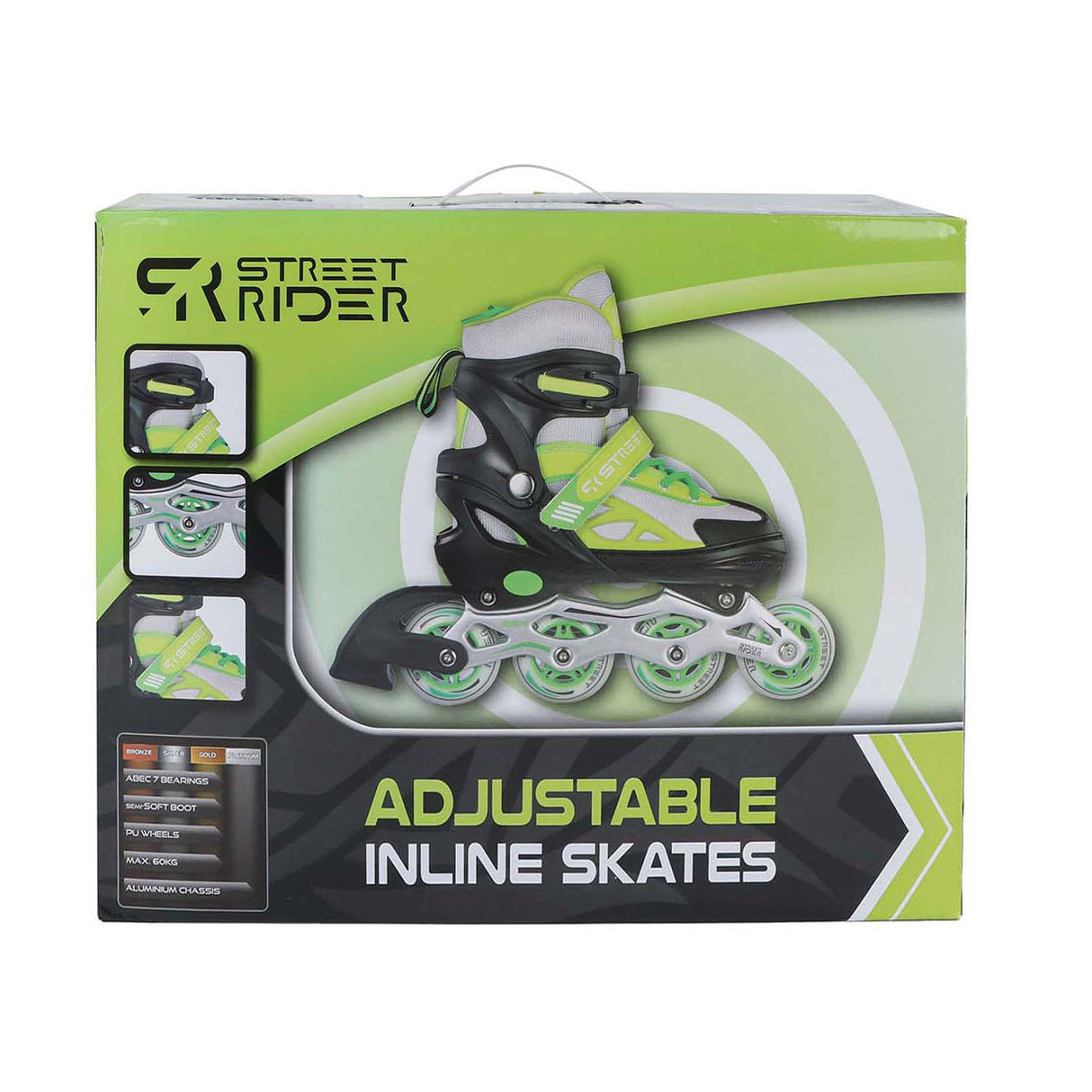 Street Rider Inlineskates grün schwarz verstellbar, Größe 37-40