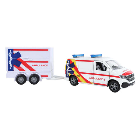 Kids Globe VW Transporter Krankenwagen mit Anhänger