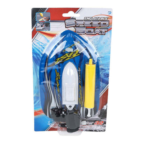 Aufblasbares Schnellboot mit Pumpe und Aufziehfunktion 17cm 3-fach sortiert