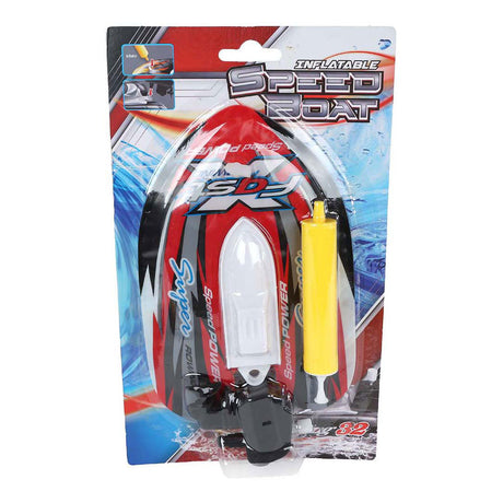 Aufblasbares Schnellboot mit Pumpe und Aufziehfunktion 17cm 3-fach sortiert