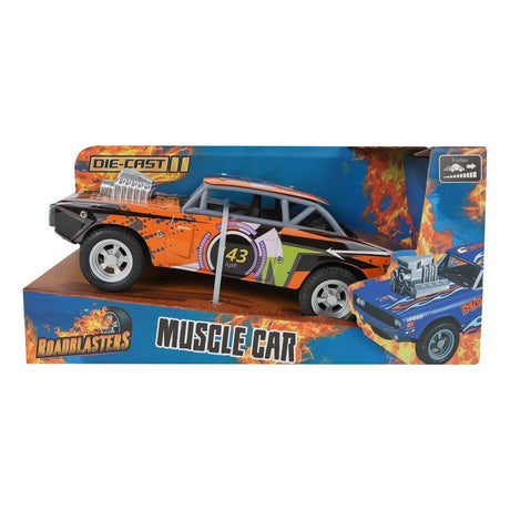 Roadblasters muscle car oranje frictie die cast 20cm
