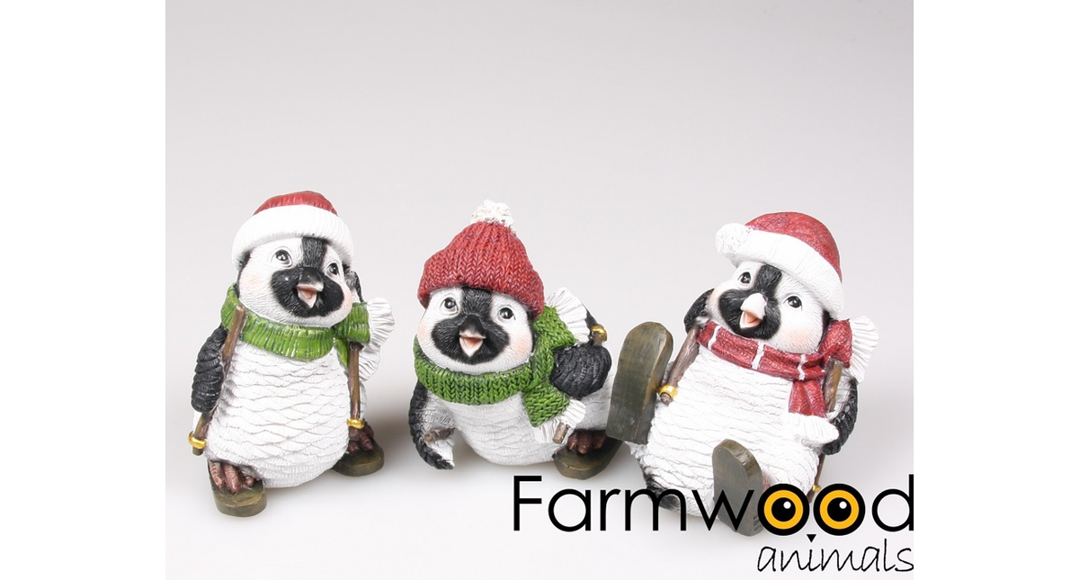 Pinguin kerst 3 assortie 9 cm polyresin