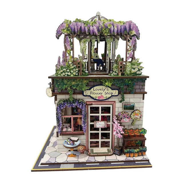 Woodworks houten bouwpakket flower shop met licht - 238dlg.