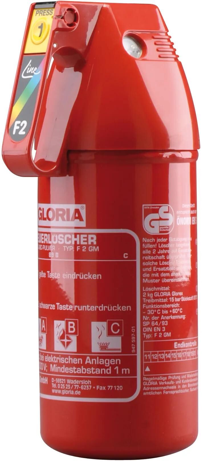 Gloria Feuerlöscher Easyline Feuerlöscher F2GM 2K