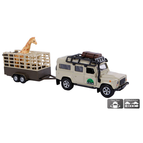 Kinderglobus Land Rover Defender + Giraffenanhänger