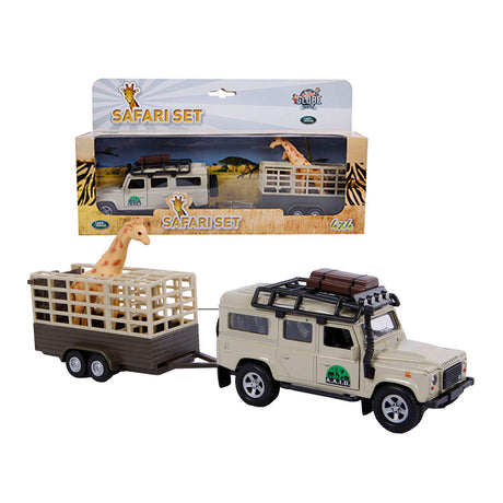 Kinderglobus Land Rover Defender + Giraffenanhänger