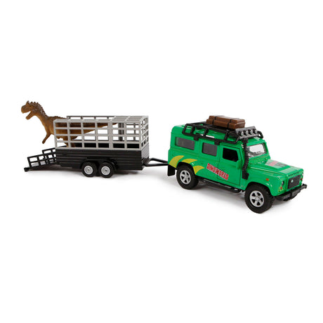 Kinderglobus Land Rover aus Druckguss mit Dino-Anhänger, 29 cm
