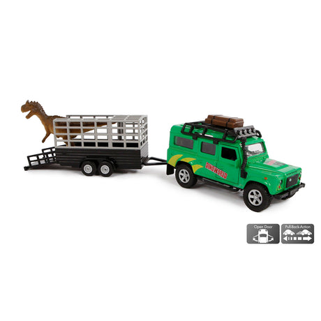 Kinderglobus Land Rover aus Druckguss mit Dino-Anhänger, 29 cm