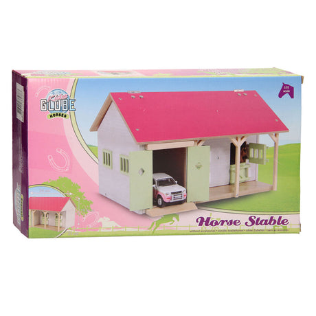 Kinderglobus Pferdestall rosa mit 2 Boxen und Lagerraum 1:32