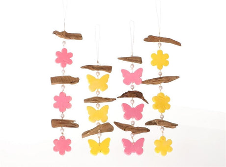 Hbx natürliche lebende Seifengirlande Blume Schmetterling 10x3x4cm gelb rosa