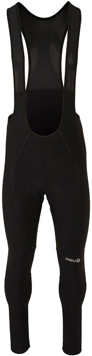 Agu essential - bibtight - fietsbroek met bretels - heren - zwart - l - ademend - reflecterend - siliconen gripper l
