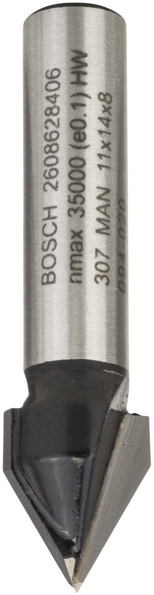 Bosch Zubehör V-Nutfräser 8 mm, D1 11 mm, L 14 mm, G 45 mm, 60° 1. - 2608628406