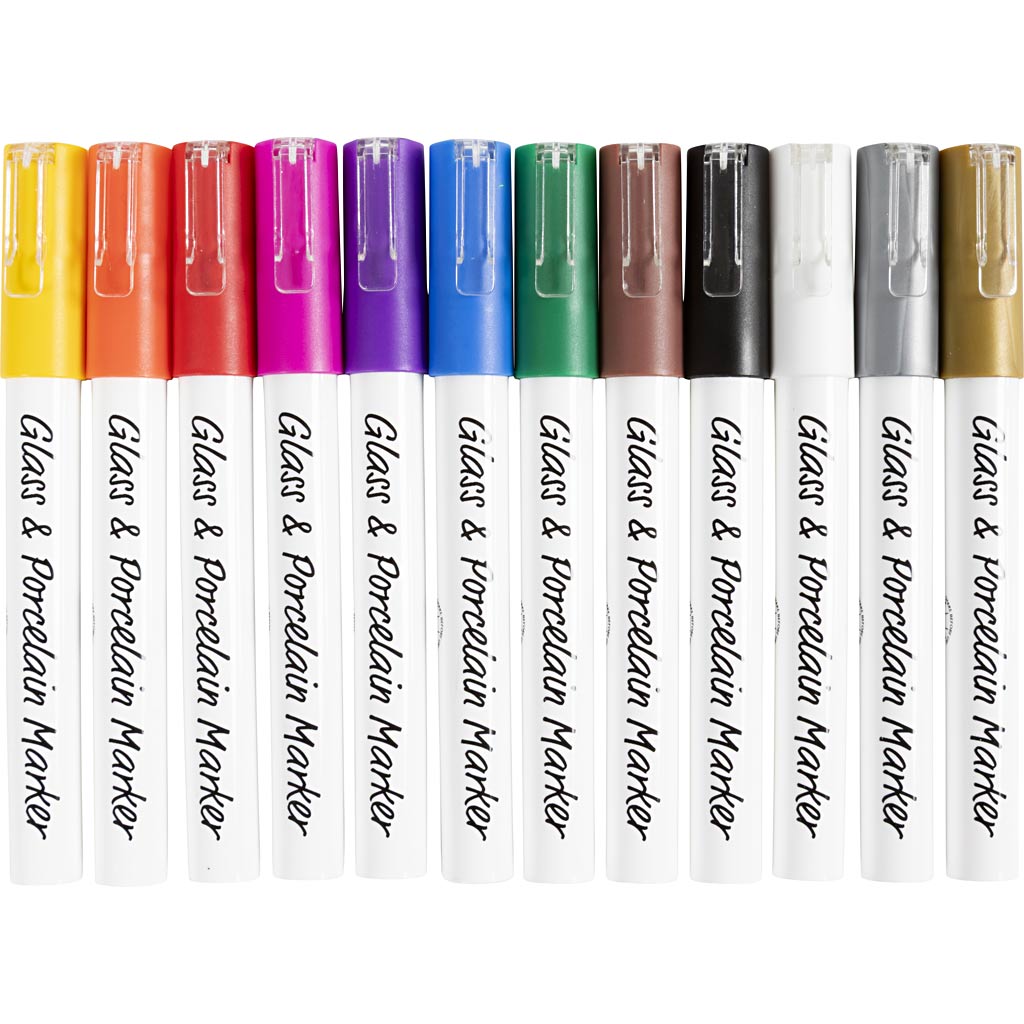 Kreativunternehmen https: www.cchobby.nl Glas-Porzellan-Marker-Liniendicke-1-2-mm-halbopak-verschiedene-Farben-12-teilig-1-Box