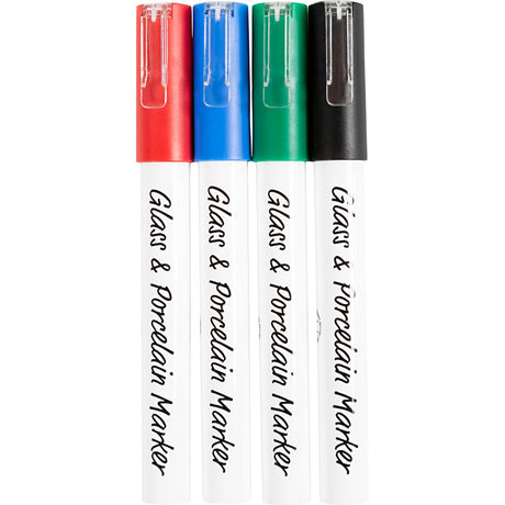 Kreativunternehmen https: www.cchobby.nl Glas-Porzellan-Marker-Linienstärke-1-2-mm-halbopak-schwarz-blau-grün-rot-4-teilig-1-Box
