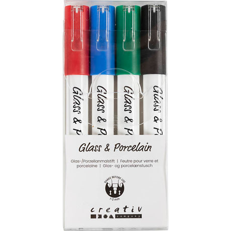 Kreativunternehmen https: www.cchobby.nl Glas-Porzellan-Marker-Linienstärke-1-2-mm-halbopak-schwarz-blau-grün-rot-4-teilig-1-Box