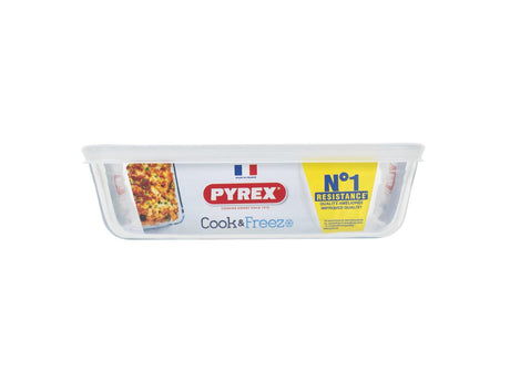 Pyrex rechteckige Schüssel 1,5 l – zum Kochen und Gefrieren mit Frischhaltedeckel