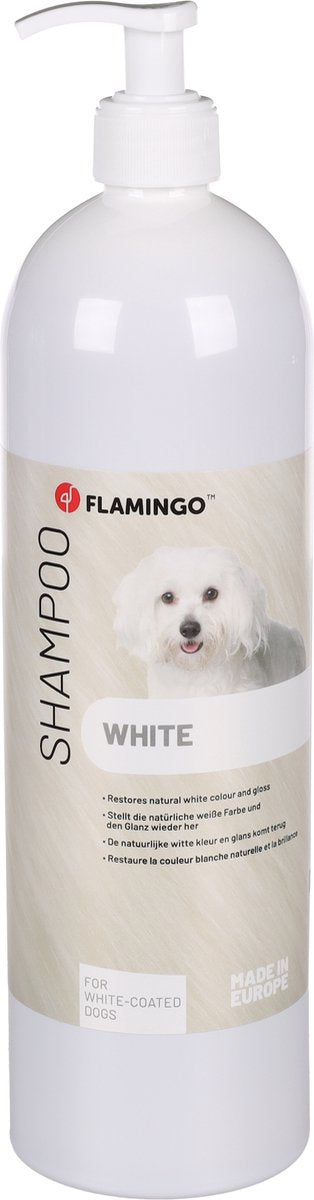 Flamingo Hundeshampoo weißes Fell – 1l – pflegende Feuchtigkeitsspende – Fellpflege