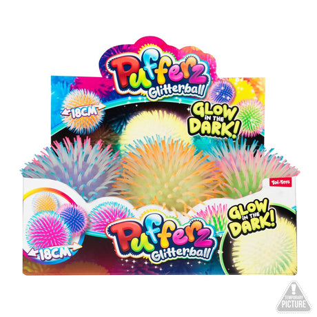 Toi-toys pufferz pufferbal twotone glow in the dark 16cm 6 assorti