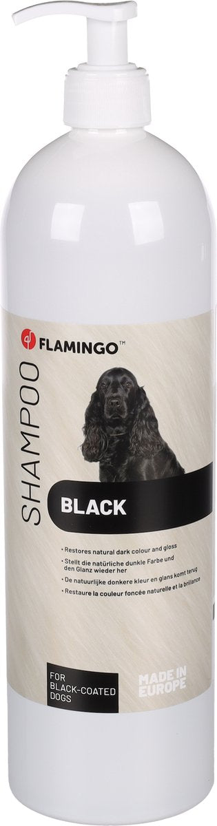 Flamingo Hundeshampoo schwarzes Fell – 1l – farbwiederherstellend, feuchtigkeitsspendend – Fellpflege