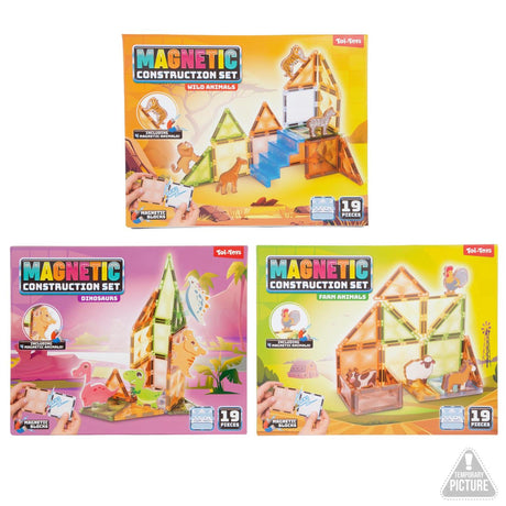 Toi-toys bouwset magneetpanelen met dieren 19-delig 3 assorti