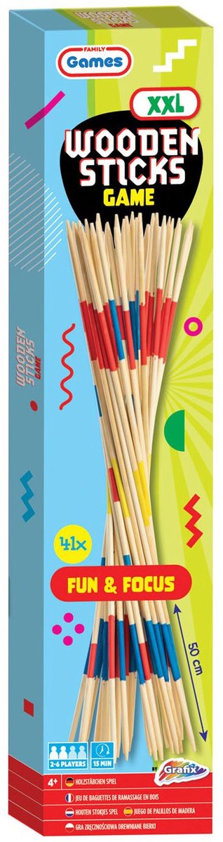 Grafix xxl Holzstäbchenspiel - Outdoor | Spiele für Kinder | 50 cm pro Stick – insgesamt 41 Sticks