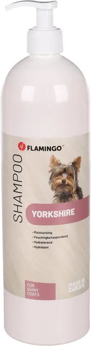Flamingo Hundeshampoo Yorkshire Terrier – 1l – mit Jojobaöl – pflegendes und feuchtigkeitsspendendes Hundeshampoo – Fellpflege