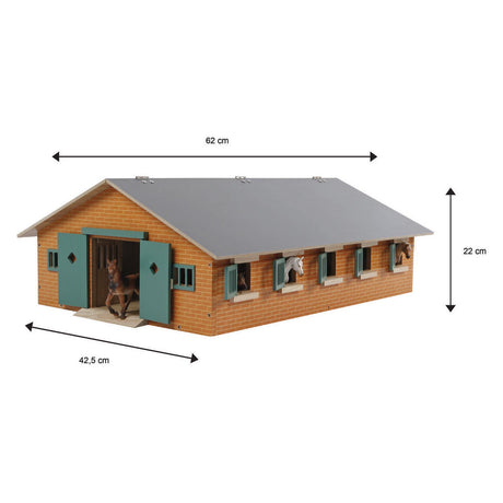 Kinderglobus Pferdestall Holz mit 9 Pferdeboxen 1:32