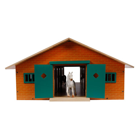 Kinderglobus Pferdestall Holz mit 9 Pferdeboxen 1:32