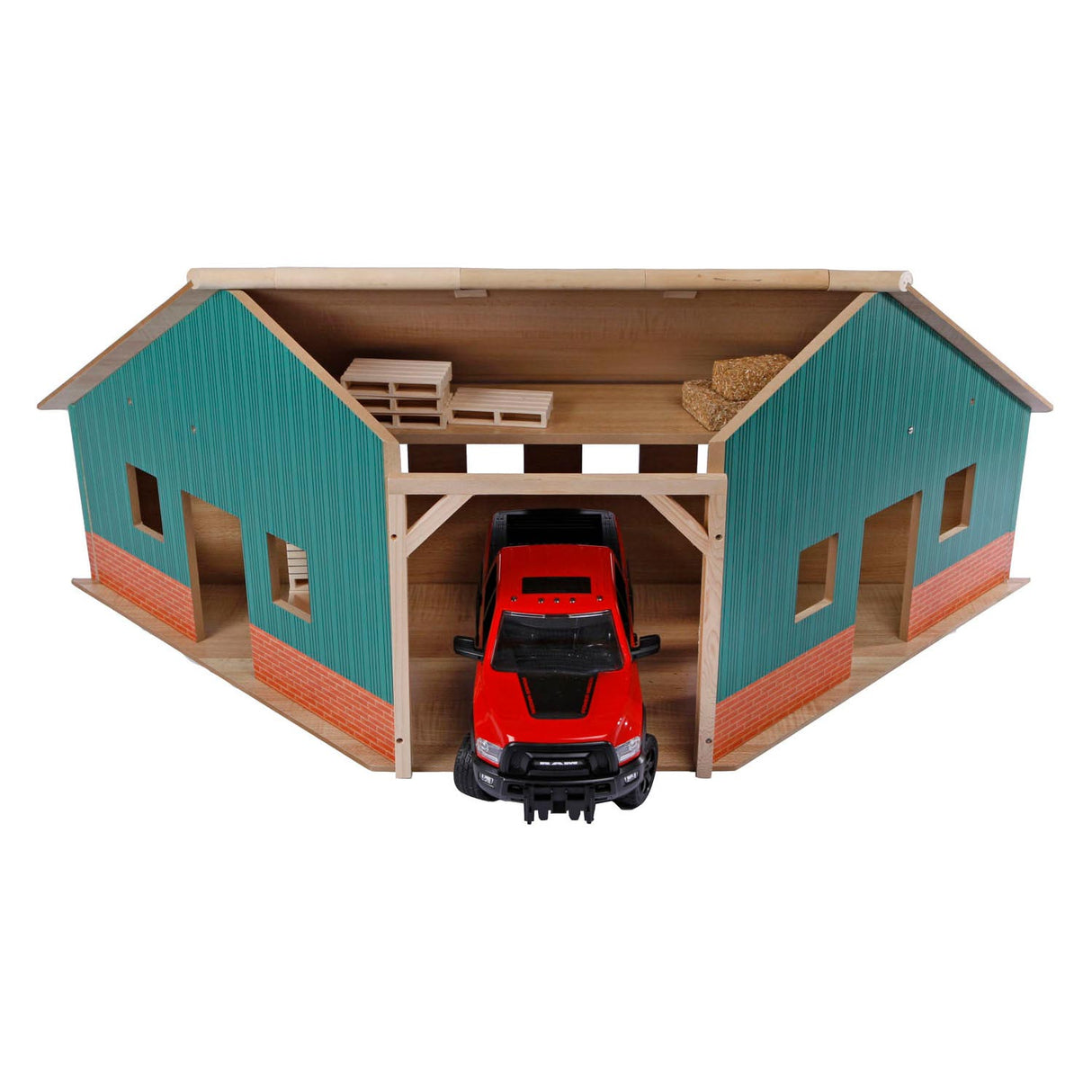 Kids Globe Globe Globe Shed Corner Wood für 2 Traktoren 1:16