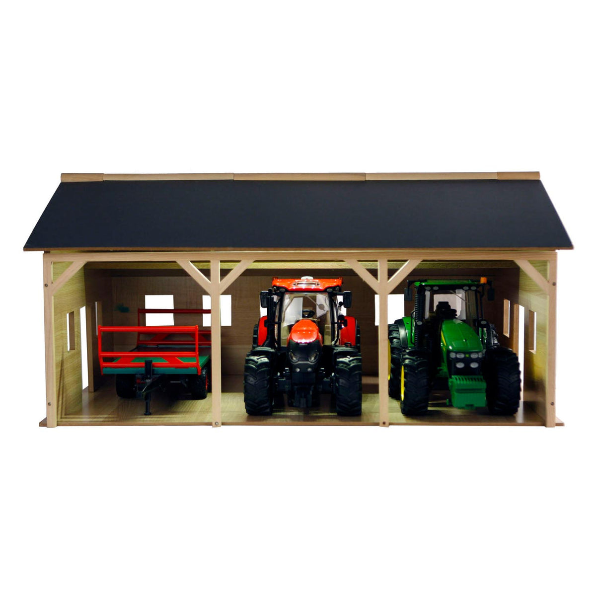 Kinderglobus-Landwirtschaftsschuppen aus Holz für 3 Traktoren, 1:16