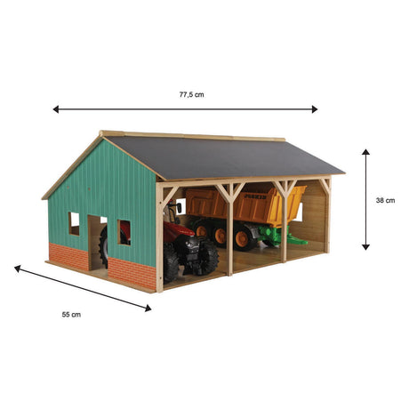 Kinderglobus-Landwirtschaftsschuppen aus Holz für 3 Traktoren, 1:16