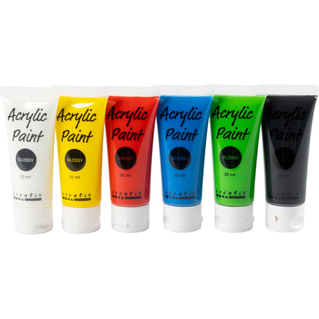 Creativ Company Acrylfarbe für Kidneren Glossy Standard Colors, 6x20ml