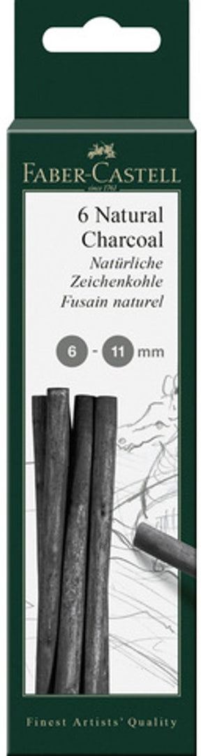 Faber-Castell Holzkohle – Pitt Monochrom – 6–11 mm – 6 Stück – FC-129398
