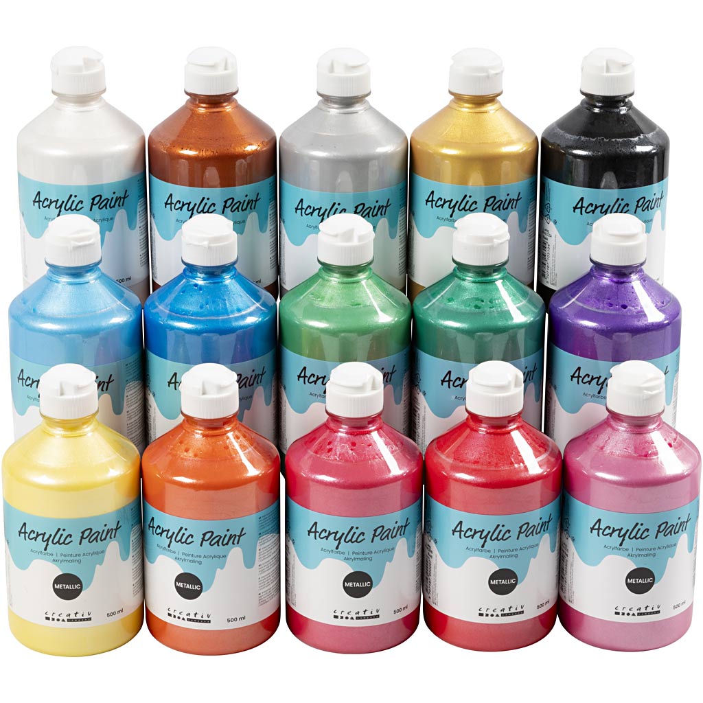A-Color Acrylfarbe Metallic, Metallic, verschiedene Farben, 15x500 ml 1 Box