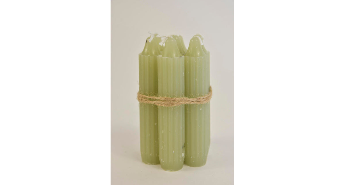 Ty set 7 pencil taper candle h. 11cm dus green