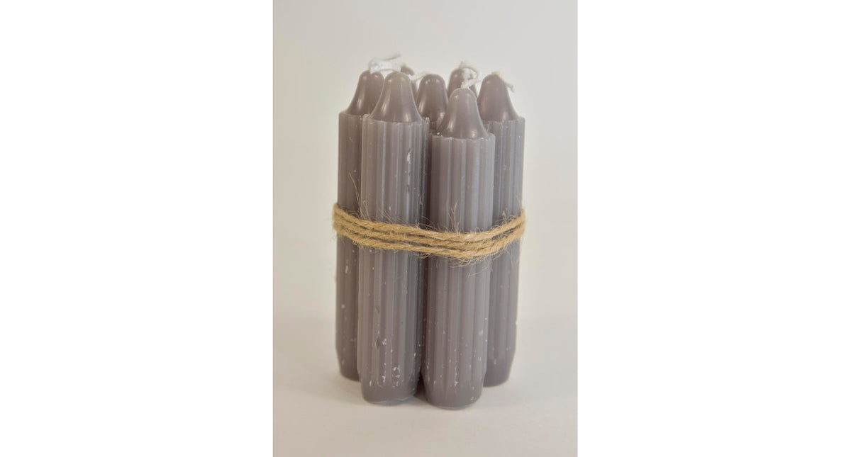 Set 7 pencil taper candle h. 11cm grey