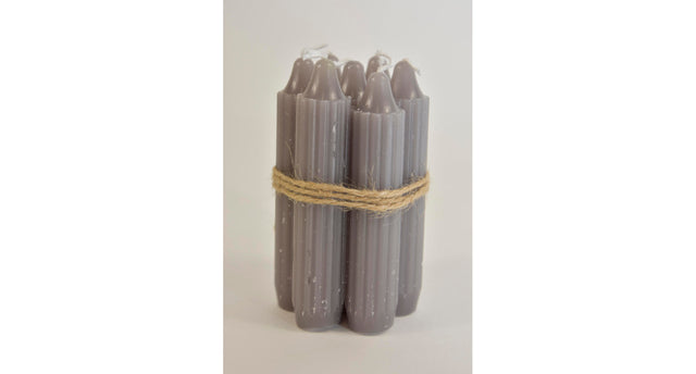 Set 7 pencil taper candle h. 11cm grey