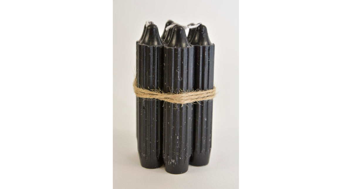 Set 7 pencil taper candle h. 11cm black