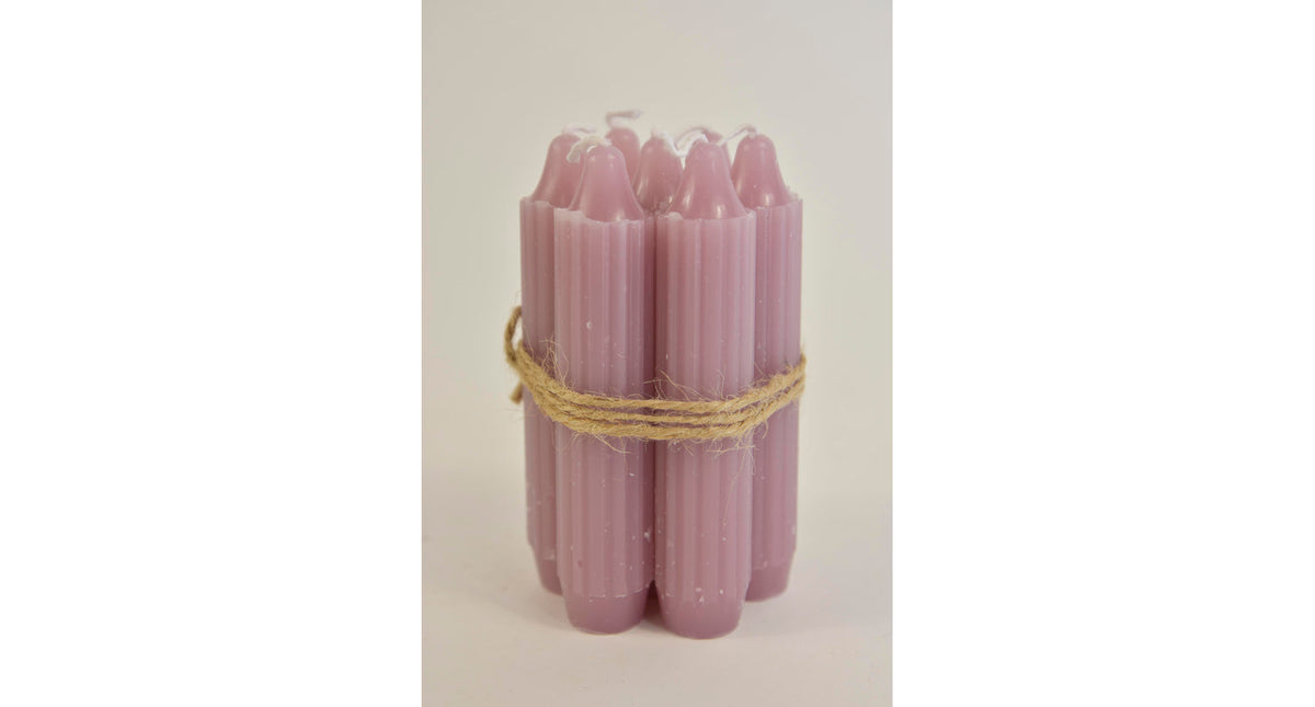 Set 7 pencil taper candle h. 11cm mauve pink