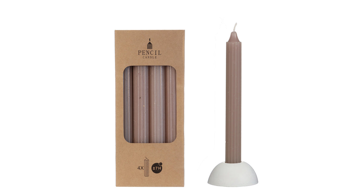 Set 4 pencil candle h.20 ø2,2 cm taupe