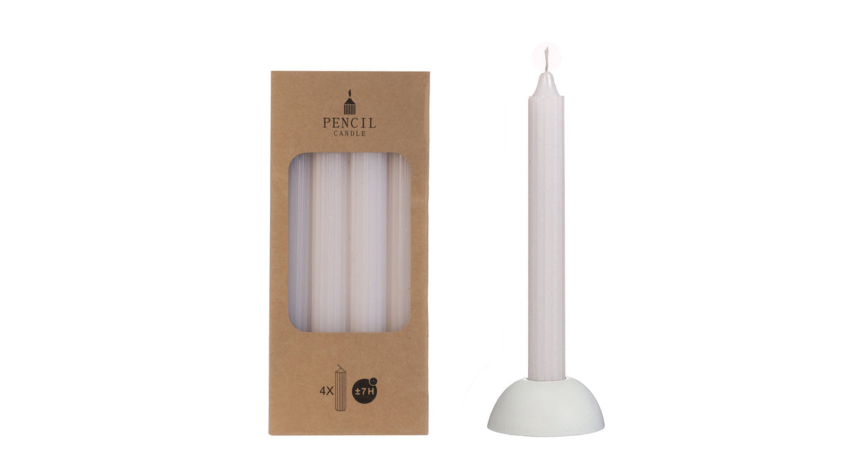 Set 4 pencil candle h.20 ø2,2 cm white