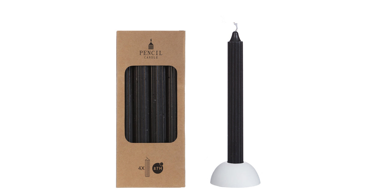 Set 4 pencil candle h.20 ø2,2 cm black