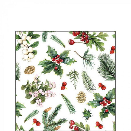 Ambiente Serviette 25cm Wintergrün weiß